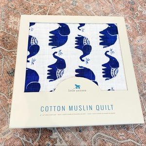 Little Unicorn cotton muslin quilt 47” x 47” elephants